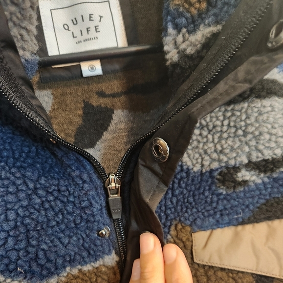 The quiet life mens cammo pullover zip teddy fleece sweater jacket size M - Picture 2 of 8